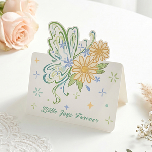 Biglietto d'auguri floreale con farfalle disegnate a mano, ispirato ad Instagram, con messaggio artistico di benedizione in inglese sofisticato (Bianco) - Product Image 2