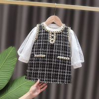 Gaun Bayi Perempuan Musim Gugur dengan Bunga 3D Penuh Desain Terbaru Lengan Panjang Gaun Mini Formal untuk Anak-anak