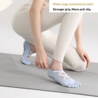 Chaussettes de yoga en coton à cinq orteils pour femme, respirantes, absorbant la transpiration, antidérapantes, pour l'été, avec sangles individuelles pour les orteils, idéales pour le Pilates et le sport