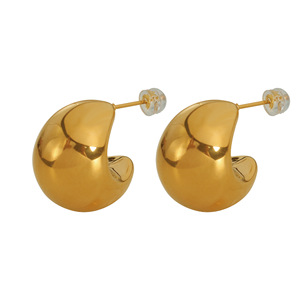 Pendientes con forma de grano de oro, diseño de luna de aleación de zinc para mujer, regalo, joyería EH15 - Product Image 5