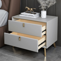 Table de chevet grise OEM avec 2 tiroirs et pieds dorés, table d'appoint, meuble de rangement pour chambre à coucher et appartement