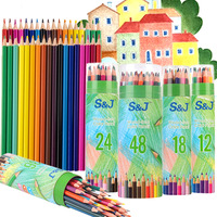 Ensemble de crayons de couleur à base d'huile pour étudiants, 12/18/24/36 couleurs, non solubles, origine Chine ; dans un boîtier en forme de seau