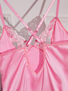 Nuevo camisón de verano sin mangas OEM, vestido sexy de satén con espalda descubierta, ropa de dormir similar a la seda, lencería con tirantes ajustables para mujer - Product Image 6