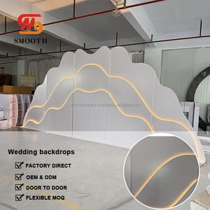 Smooth Factory Custom Popular Acrílico Led Blanco Floral Wedding Arch Door Stage Telón de fondo para grandes ventas - Product Image 4