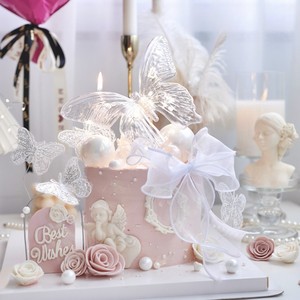 Illuminated Crystal Butterfly Cake Topper Round Reusable Birthday Valentine's Day Qixi Festival Decoration - Product Image 1