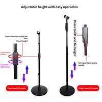 Support de microphone sans fil professionnel robuste en métal avec support de main pour sol