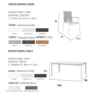 Ensemble de table à manger de bistrot en aluminium tout temps Meubles de jardin, de café et de restaurant Table et chaises d'extérieur à usage commercial - Product Image 5