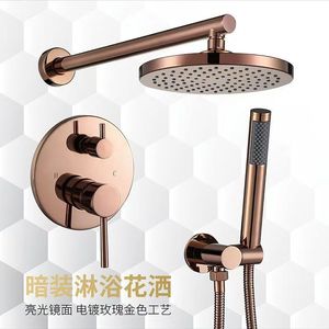 Concealed Shower Set Rose Gold Chrome Plated Wall <b>Mounted</b> Rain Shower Head Hotel Bathroom Use - Product Image 1