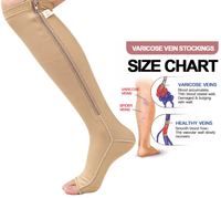 Chaussettes de compression tricotées jusqu'au genou 11-19 mmHg, chaussettes sans orteils, unisexe pour hommes et femmes, améliore la circulation sanguine
