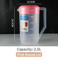 Prix bas, vente en gros, pichet à eau en plastique PP de grande capacité 1800 ml-5 L, écologique, avec couvercle et poignée, pour liquides chauds/froids