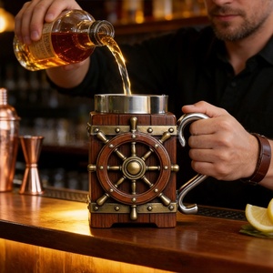 Boccale da Birra Vintage a Forma di Timone Nautico MAA101, Decorazione Artigianale per Bar Domestico, <span class=keywords><strong>Regalo</strong></span> Unico per Appassionati di Vela - Product Image 6