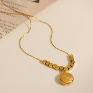 Geometric <b>Titanium</b> Steel Necklace Gold Pendant Chinese Style Clavicle <b>Chain</b> Women's Jewelry Gift - Product Image 3