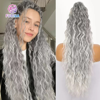 Extension de queue de cheval synthétique blonde moelleuse de 30 pouces, aspect naturel, mèches de cheveux, pince à cheveux, pré-collée, type ongles, pour femmes