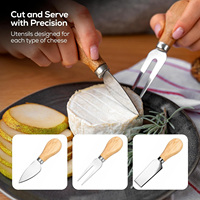 Plateau de service en bambou pour charcuterie avec couteaux à fromage et plateau en ardoise, plateau de service en bois pour fromages, apéritifs, collations, fruits et fêtes