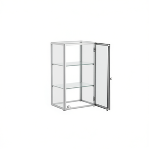 Vitrine de comptoir encadrée en aluminium 38x23x61cm, porte à charnière en verre trempé blanc, étagères réglables en hauteur - Product Image 2