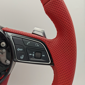 Volant en cuir rouge <span class=keywords><strong>Bordeaux</strong></span> personnalisé pour Audi A3 8V A4 A5 A6 A7 B7 B8 B8.5 S3 S4 S5 S6 B9 C7 RS3 RS5 RS6 Q5 Q7 TTRS - Product Image 5