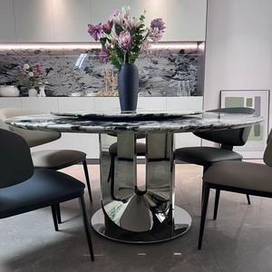 Tavolo da Pranzo Moderno in Marmo Premium con Gambe in Acciaio al Carbonio Resistenti <span class=keywords><strong>e</strong></span> Impermeabili per Hotel, Villa, Appartamento, Casa <span class=keywords><strong>e</strong></span> Ristorante - Product Image 2