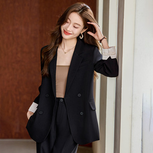 Women's Pink Suit Set Polyester Satin Three Quarter Sleeve Anti-Wrinkle Office Lady Spring 2024 - Product Image 5