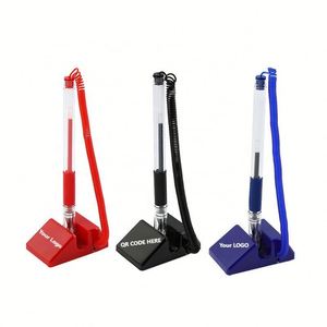 Secure Stand Type Counter Custom Reception Desk <b>Pen</b> 0.5mm <b>Pens</b> Sports Logo Plastic Body 1.0mm Writing Width Gel Ink Desktop Coil - Product Image 1