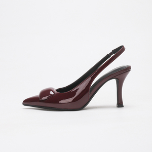 Burgundy Patent Leather Pointed Toe Slingback <b>Pumps</b> <b>High</b> <b>Heel</b> Slip-On Fashion Trend All Seasons - Product Image 3