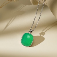Collier ALICE tendance avec pendentif solitaire en jade australien en argent sterling S925, cadeau pour la fête des mères