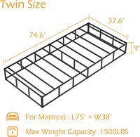 Sommier de lit en métal robuste de 4000 lb avec 6 pieds ronds, revêtement en tissu, silencieux, montage facile pour hôtels et écoles