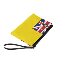 Dompet Koin Mini Berresleting dengan Cetakan Bendera Nasional Niue, Dompet Penyimpanan Poliester Ringan, untuk Penggunaan Sehari-hari & Perjalanan
