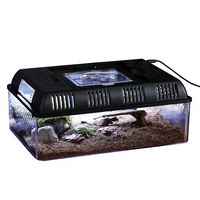 Rak Reptil Portabel Multifungsi dengan Lampu Pembesar, untuk Memberi Makan dan Mengamati, Kotak Makan Mini Portabel