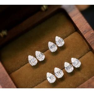 Xinfly Classic 0.2ct Solid Pure 18K Gold Natural Diamond <b>Stud</b> <b>Earrings</b> Water Drop <b>Fine</b> Jewelry - Product Image 2