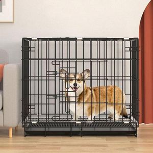 Cage à chien pliable de luxe en métal avec fermeture à bouton-pression, maille respirante, ventilation sécurisée, montage facile, design moderne - Product Image 6