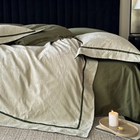 Ensemble de housse de couette en coton 50S personnalisable, ensemble de literie élégant en jacquard, ensemble de draps 4 pièces pour chambre d'hôtel