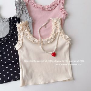 Nuova Canotta Estiva 2026 per <span class=keywords><strong>Bambina</strong></span> con Volant <span class=keywords><strong>Nera</strong></span> Grigia Rosa Beige – Abbigliamento Carino - Product Image 3