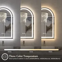 Miroir LED ovale intelligent anti-buée personnalisé par le fabricant |   Miroir tactile à 3 couleurs avec variateur d'intensité, étanche IP44, pour salon et hôtel
