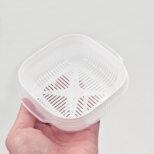 Food <b>Container</b> Square <b>Rice</b> Divider Box With Drainage Layer For Storage - Product Image 4