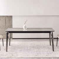 Chaises modernes bon marché avec poutres en pierre Top 6 places Ensemble table à manger rectangulaire Meubles de salle à manger pour la cuisine Salon Bar