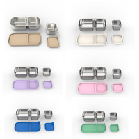 Boîte à bento en métal anti-fuite Snack Conteneurs de stockage des aliments avec couvercle en silicone transparent Boîte à bento en acier inoxydable pour enfants