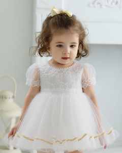 chinese dress ladies Arrival Baby Girls Long Sleeves Solid Color Floral Embroidered Tulle B –  MyKids-USA® main image 0