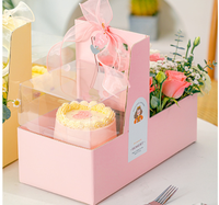 Boîte à fleurs portable emballage boîte à gâteaux transparente 4 "boîte à desserts saint valentin en gros