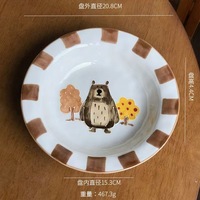 Ensemble de vaisselle en céramique avec ours de dessin animé sous glaçure, assiette de dîner créative en relief pour enfants, vente en gros