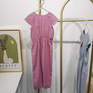 Tuta minimalista personalizzata tuta estiva monopezzo tinta unita vestiti famiglia <span class=keywords><strong>madre</strong></span> e bambino comoda tuta grigia - Product Image 1