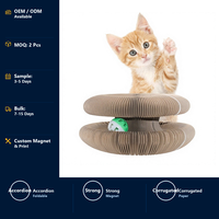 Griffoir pliable pour chat en carton ondulé avec aimants puissants, design accordéon pour le jeu et l'exercice en intérieur