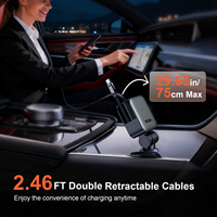 Chargeur de voiture rétractable 102W avec câbles coulissants double Type-C, charge rapide PD, adaptateur USB C multi-ports pour ordinateur portable, téléphone, tablette