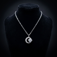 Collier pendentif de fiançailles en argent 925, forme de lune, moissanite D VVS1, bijoux fins personnalisés, style minimaliste, pour cadeau