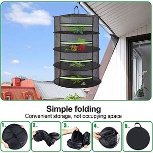 Double-Tier Collapsible Hanging Mesh <b>Drying</b> <b>Rack</b> Black Round Hook Type Outdoor Storage Multifunctional - Product Image 5
