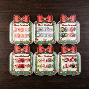 Faux ongles de Noël pour enfants, design flocon de neige, arbre de Noël, canne à sucre, réutilisables, amovibles, cadeau de Noël pour enfants - Product Image 3