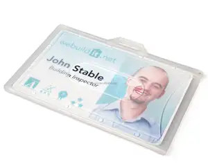 Porte-badge rigide vertical et horizontal en plastique dur PS 2 fentes pour cartes Crystal Clear Transparent