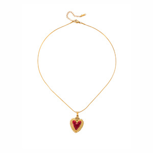 Colliers XL606 Cœur Sacré <span class=keywords><strong>en</strong></span> Émail Rouge Vintage, Bijoux <span class=keywords><strong>en</strong></span> Acier Inoxydable Anti-ternissement pour Femme - Product Image 5