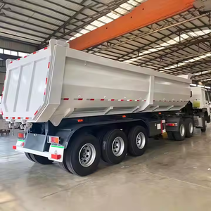 Semirremolque de volteo trasero de tres ejes y 60 toneladas, diseño en forma de U, suspensión neumática para sistema de frenos, piso de placa de acero diamantada - Product Image 5