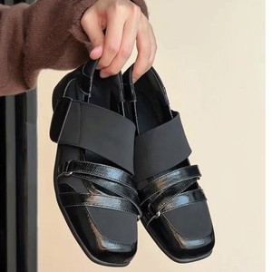 Double Strap Square Toe Ballet Flats Patent Leather Slip-On Flat <b>Shoes</b> Solid Color Women's All Seasons Fashion Footwear - Product Image 2