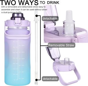 Gobelet de sport motivant en plastique de 2 L, grande capacité, écologique, lavable au lave-vaisselle, pour l'été, l'extérieur, la salle de sport et le fitness - Vente en gros - Product Image 3